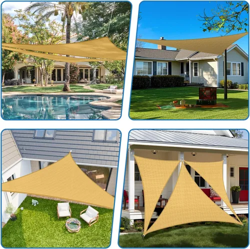 Miniatura 2 de TANG Toldo tipo vela triangular de 7 x 7 x 7 pies, para patio, con bloqueo UV, tela permeable para pérgola, patio trasero, porche, terraza, jardín