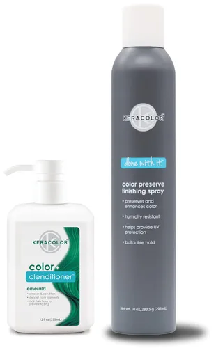 Miniatura 24 de KERACOLOR Kit de 3 en 1 (Limpieza + Acondicionador + Color) Tinte semipermanente azul para el cabello y acabado en aerosol para el cabello, 10 onzas