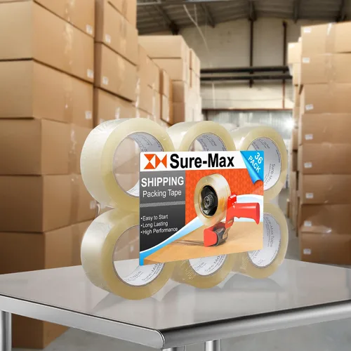 Miniatura 6 de Sure-Max Cinta de embalaje de cartón premium de 2.0 mil 330 pies (110 yardas), transparente, 1 caja (36 rollos en total)