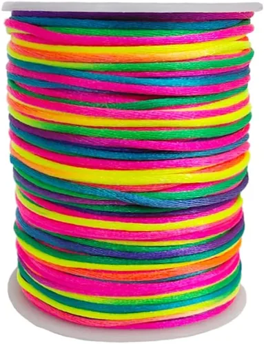 Miniatura 63 de 2.0 mm x 110 yardas de cordón de satén de nailon para abalorios, hilo trenzado para nudos chinos, rattail, macramé, pulseras, collares, fabricación