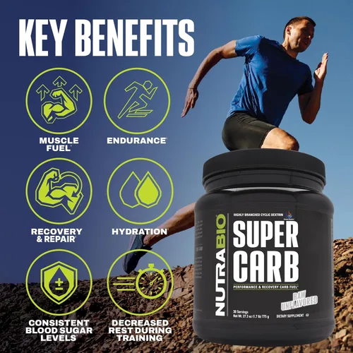 Miniatura 2 de NutraBio Super Carb, Polvo de Carbohidratos con Dextrina en Racimo y Electrolitos, Polvo de Suplemento de Carbohidratos Avanzado para Combustible