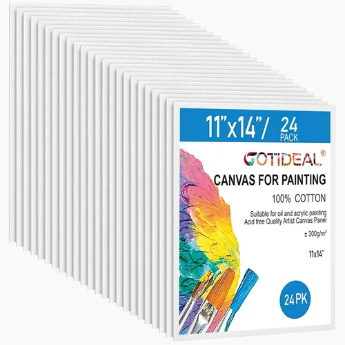Miniatura 14 de GOTIDEAL Lienzos a granel para pintura, 5 x 7 pulgadas, paquete económico de 40 unidades, tableros de lienzo blanco imprimado con gesso – 100%