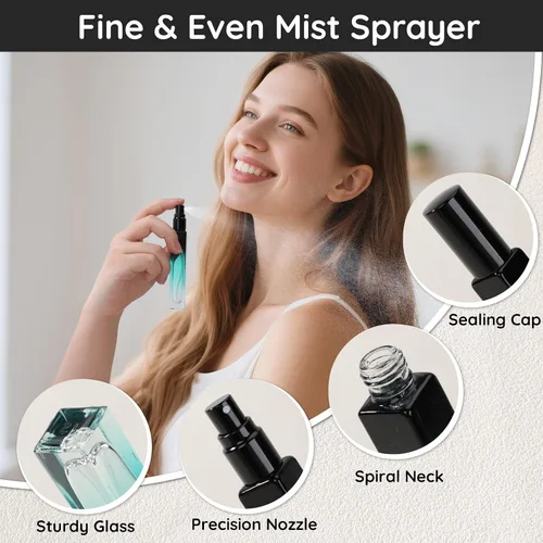 Miniatura 2 de Segbeauty 5 Pack de botellas de spray de vidrio rellenables de 10 ml para perfume, botella de colonia de niebla fina mini vacía de viaje de 10 ml