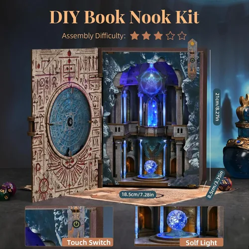 Miniatura 5 de MiniCity Kits de Rincón de Libros DIY para Adultos, Kit de Rincón de Libros en Miniatura para Casa de Muñecas, Rompecabezas de Madera 3D
