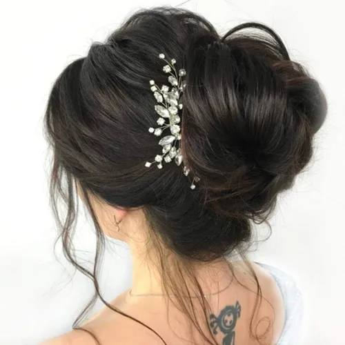 Unicra Bride Silver - Peine para el cabello de boda con cristales brillantes, accesorio para el cabello con diamantes de imitación para mujeres y