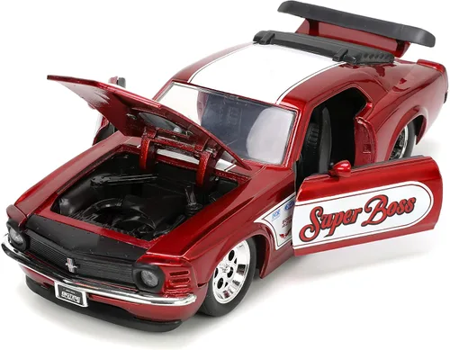 Miniatura 6 de Jada Big Time Muscle 1:24 1970 Ford Mustang Boss 429 - Auto fundido a presión, color rojo caramelo, juguetes para niños y adultos