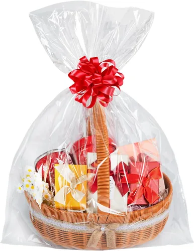 Labeol 20 piezas Bolsas de Celofán 24x30 Envoltura de Celofán para Cestas de Regalo Bolsas de Regalo Grandes Transparentes Favores de Fiesta Bolsas