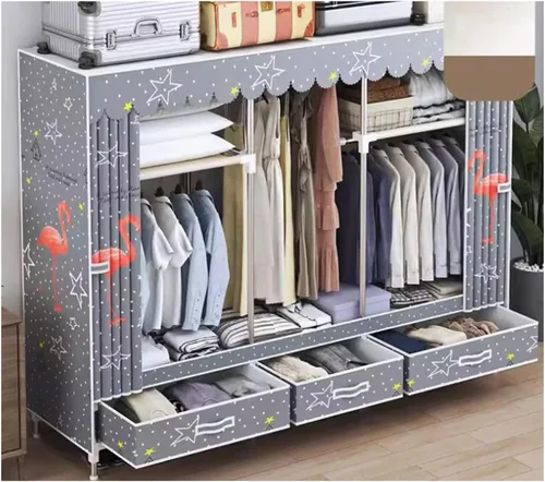 Miniatura 16 de Armarios grandes Armario portátil con cajón Armarios para dormitorio colgante de metal hierro ropa armario ahorra espacio armario ahorro de espacio