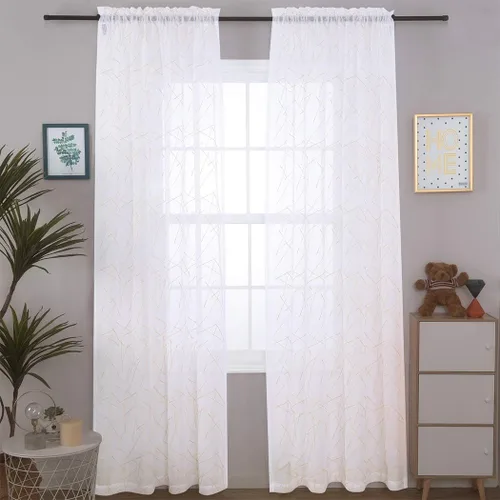 Miniatura 8 de Cortinas traslúcidas blancas de 84 pulgadas de largo, cortinas traslúcidas con bolsillo para barra para sala de estar, dormitorio, 2 paneles, 52x84