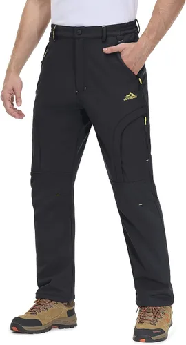 Miniatura 2 de MAGCOMSEN Pantalones de invierno para hombre, 5 bolsillos con cremallera, pantalones de esquí para nieve, con forro polar, resistentes al agua