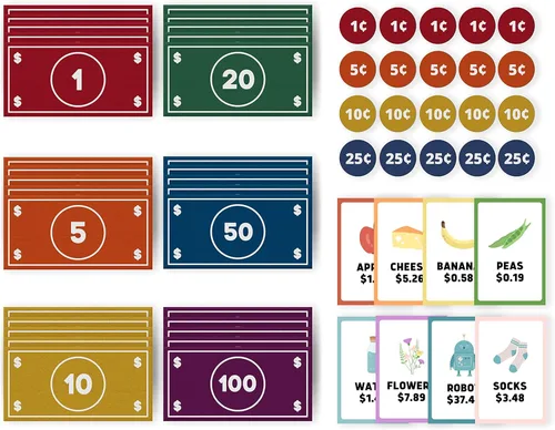 Good Ground Juego de simulación para niños de fieltro educativo Montessori juguete dólares billetes monedas, billetera, juego de conteo para niños
