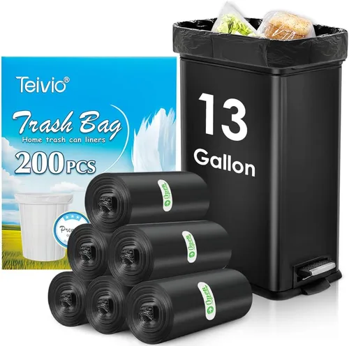 Miniatura 8 de Teivio - Bolsas de basura medianas sin perfume de 8 galones, 220 unidades, para bolsas de basura de 7, 8, 9 y 10 galones de grosor, bolsas