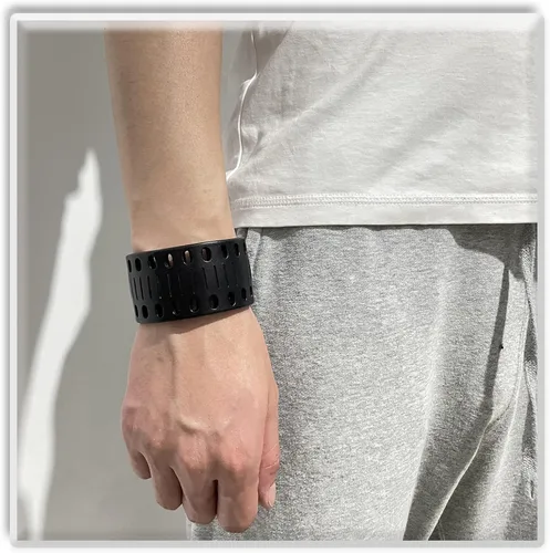 Miniatura 6 de Xusamss Pulsera Punk Jewelry Hollow Brazalete de cuero ancho