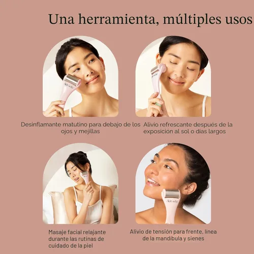 Miniatura 7 de Kitsch Rodillo de hielo de acero inoxidable para cara, esencial para el cuidado de la piel, regalo de vacaciones, rodillo de hielo calmante para Rosa