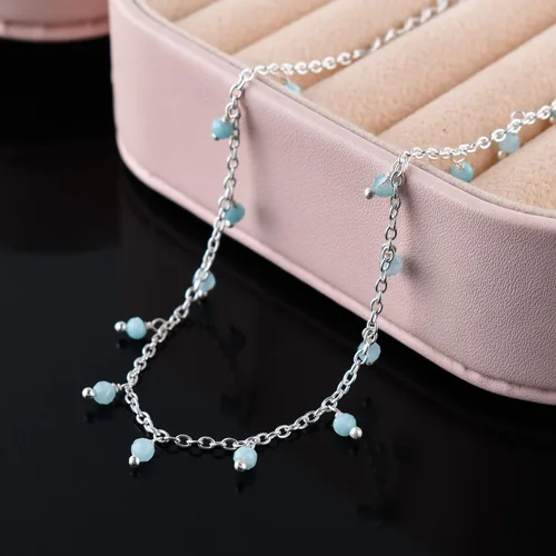 Miniatura 44 de Yanara Tobilleras de piedras preciosas para mujer, piedra natal natural, chapada en plata, joyería hecha a mano en 8.5 + 1.5 pulgadas, cristales