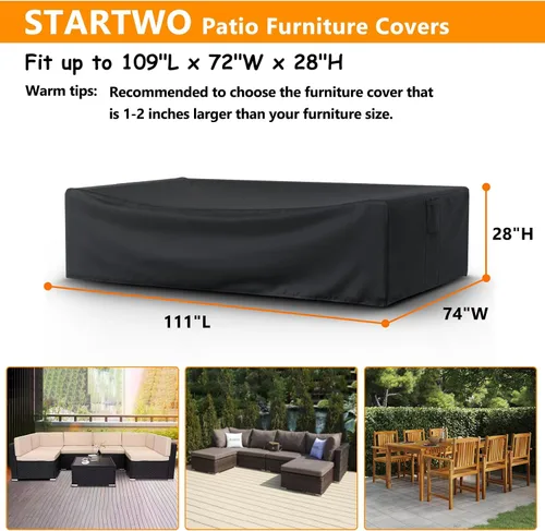 Miniatura 2 de Cubiertas para muebles de patio STARTWO impermeables, resistentes a los rayos UV, resistentes a los desgarros, resistentes para 7-12 asientos