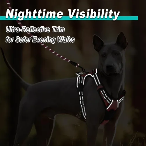 Miniatura 5 de BARKBAY Arnés para perro sin tirones para perros medianos, ajustable, reflectante, cómodo, sin estrangulamiento, resistente - perfecto para Rosa