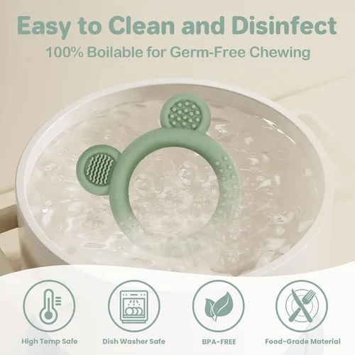 Miniatura 6 de Eascrozn Juego de 3 juguetes de dentición para bebés, mordedores para bebés de 3-6 6-12 meses, sin BPA, suaves y texturizados, anillos de dentición