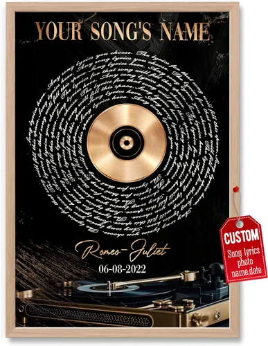 Miniatura 30 de H-DEWALL Póster personalizado de letras de canciones, regalos para marido, foto inspiradora, arte de pared, decoración de casa, sala de estar