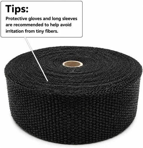 Miniatura 4 de Ucreative Envoltura de cabezal de escape de fibra de vidrio negra de 2 pulgadas x 50 pies con 10 bridas de bloqueo de acero inoxidable de 11.8