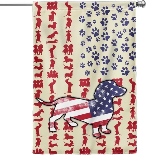 Miniatura 2 de Flagwix Banderas de perro patriota americano – Bandera estadounidense de doble cara para amantes de los perros salchicha – Decoración para el hogar