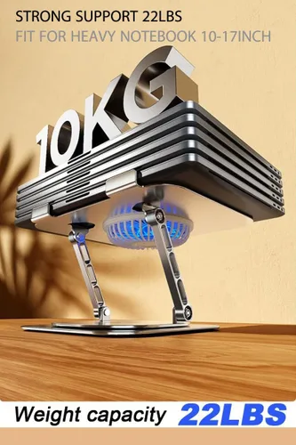 Miniatura 4 de Ventilador de soporte para laptop con base giratoria giratoria de 360°, altura elevadora de 10 pulgadas ajustable para escribir, ver, presentación