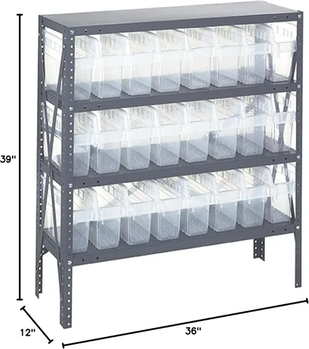 Miniatura 510 de Quantum QSBU-245BK Heavy Duty Shelving Unit with (7) Shelves and (24) QUS245 Black Bins for Garage Warehouse Storage Distribution 400 lb Load
