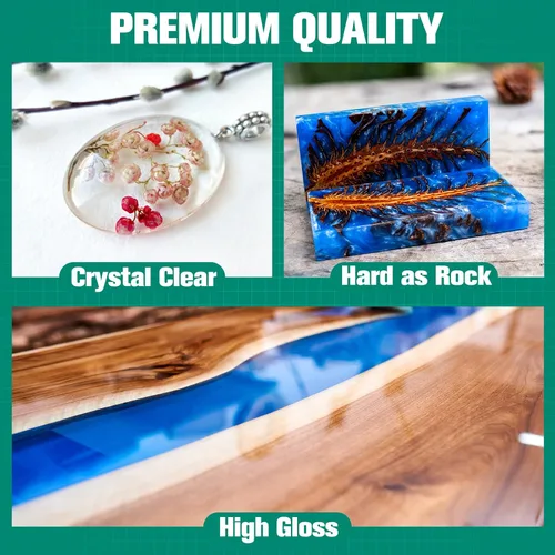 Miniatura 2 de Teexpert Resina epoxi transparente como cristal: kit de resina epoxi de 1 galón, resina de fundición, no tóxica, alto brillo para fundición, arte