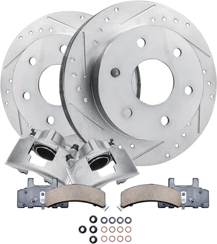 Miniatura 15 de Detroit Axle - Kit de freno delantero para Hyundai Nexo 2019-2024, rotores de freno perforados y ranurados, pastillas de freno de cerámica