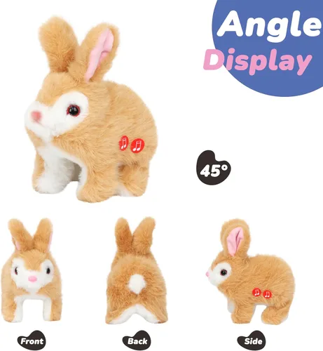 Miniatura 3 de Hopearl Juguete electrónico interactivo de conejo de peluche LED Hopping Rabbit Repeat What You Said para mascotas, juguete animado que canta, habla
