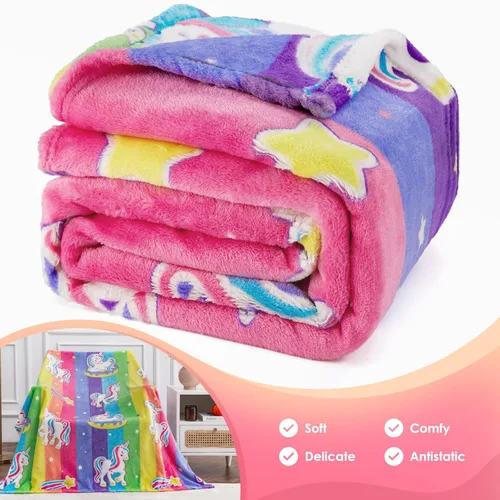 Miniatura 4 de Regalos de unicornio, juguetes para niñas - Manta que brilla en la oscuridad para cumpleaños, Navidad, Halloween, regalos de arcoíris, manta