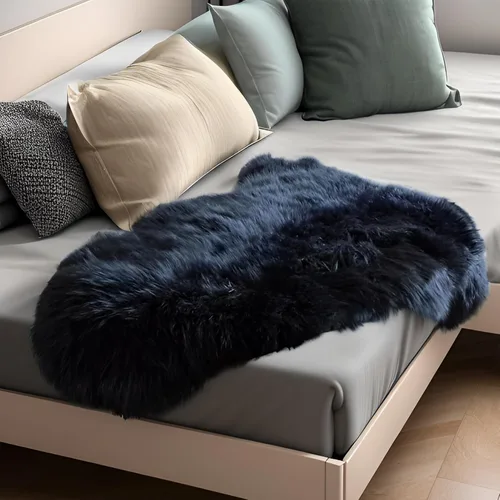 Miniatura 30 de AOGELAN Alfombra de oveja genuina de alta calidad, piel de oveja auténtica, esponjosa, esponjosa, de piel de cordero para niños, dormitorio, sofá