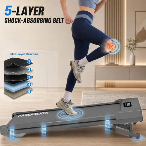 Miniatura 8 de PACEROCKER Walking Pad Treadmill with 12% 9-Level Auto Incline, 450 lbs Capacity Bluetooth Speaker Under Desk Treadmills for Home Hiking, 5 MPH