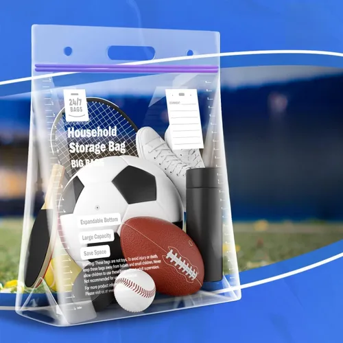 Miniatura 8 de 12 bolsas de almacenamiento de plástico extragrandes, 5 galones, cero BPA, sello de doble cremallera, 3 mils de grosor, asa de transporte de doble