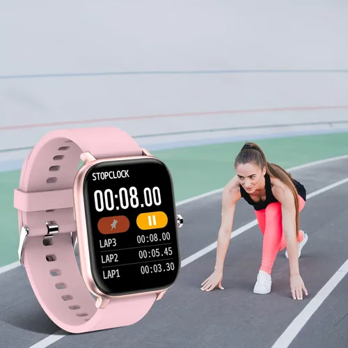 Miniatura 3 de Reloj inteligente para hombres y mujeres, compatible con iPhone, Samsung, teléfono Android, pantalla táctil completa de 1.69 pulgadas, IP68, Rosa