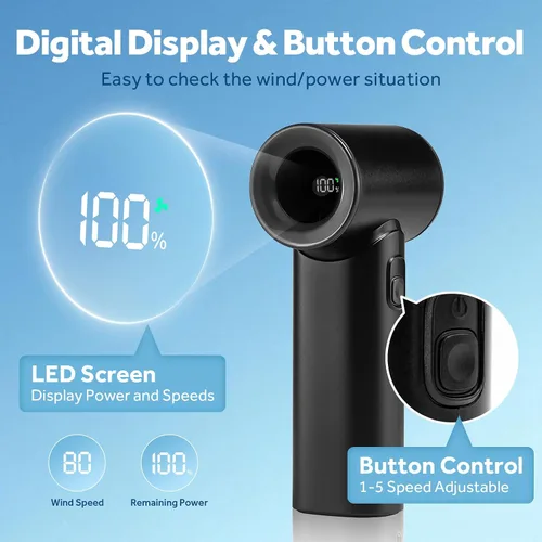 Miniatura 6 de Ventilador turbo portátil de mano de 17400 rpm, mini ventilador turbo de alta velocidad [15 horas de tiempo de enfriamiento máximo], 4500 mAh