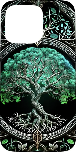Miniatura 30 de Funda para iPhone 11 Pro Max Tree Of Life Yoga espiritual celta vikinga, verde y negro