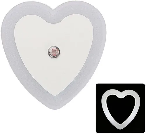 Miniatura 2 de ausuky 0.5W Plug-in Auto Sensor Control LED Noche Luz Lámpara Dormitorio Pasillo Corazón en forma de Corazón (blanco)