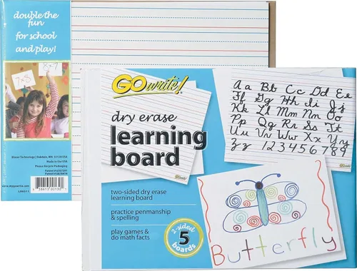Miniatura 2 de GoWrite! Hojas de aprendizaje de borrado en seco de 3/4 x 3/8 x 1/4 pulgadas, con rayas de 11 x 8-1/4 pulgadas, 5 hojas, color blanco (LB8511)