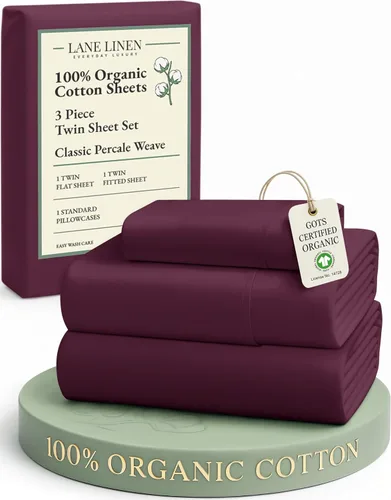 Miniatura 88 de LANE LINEN Sábanas 100% algodón orgánico para cama tamaño King, sábanas de percal suave, transpirables, de lujo, estilo hotelero, lavables a 09