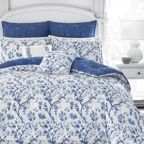 Miniatura 5 de Laura Ashley Home - Juego de funda de edredón Twin, ropa de cama de algodón reversible con fundas de almohada a juego, elegante decoración del hogar