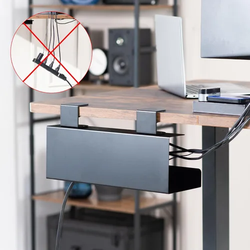 Miniatura 6 de VIVO Sin taladro Abrazadera de 17 pulgadas para administración de cables de extensión de alimentación Bandeja de administración de cables debajo