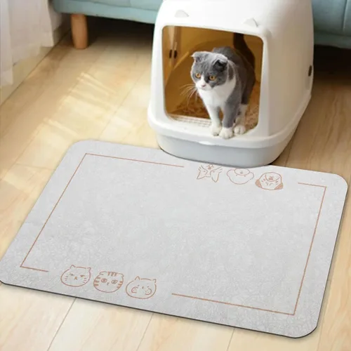 Miniatura 8 de YCT Tapete de comida para mascotas para gatos, parte inferior antideslizante, absorbente, de secado rápido, para perros y gatos, suministros