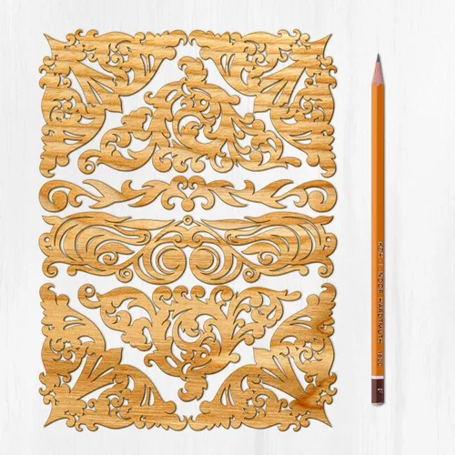 Miniatura 19 de Ajoure Lasercut Embelishments # Art Nouveau - Marcos de borde con patrón floral, chapa vintage, madera aglomerada, silueta de madera contrachapada