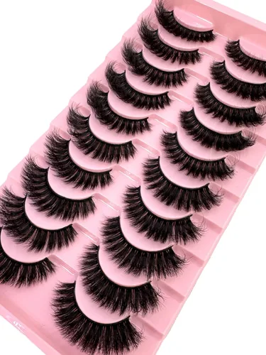 Miniatura 2 de 10 pares de pestañas postizas de visón 3D, hechas a mano, pestañas largas y finas, pestañas naturales para maquillaje de ojos (3-6)