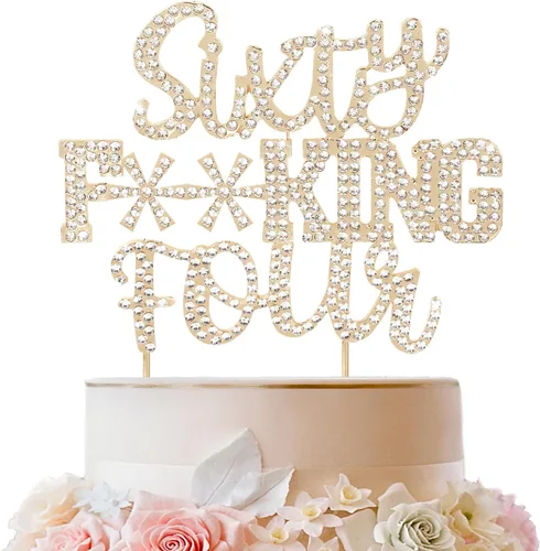 Miniatura 73 de LINGTEER Veintiún divertidos adornos dorados para tartas con diamantes de imitación – Saludos a los 21 años de edad, decoración de centros de mesa