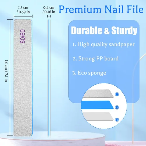 Miniatura 3 de Lima de uñas de grano 60/60 para uñas acrílicas, limas de uñas súper ásperas, tableros de esmeril para uñas artificiales, uñas postizas, lima