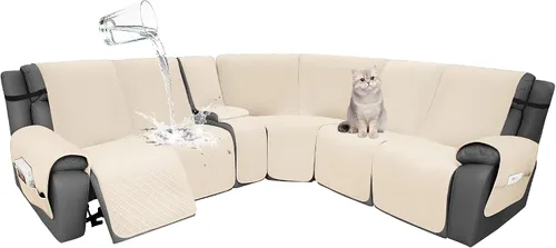 Miniatura 52 de Fundas de terciopelo 10% impermeables para sofá modular reclinable en forma de L, 1 pieza, fundas acolchadas para sofá reclinable esquinero, juego