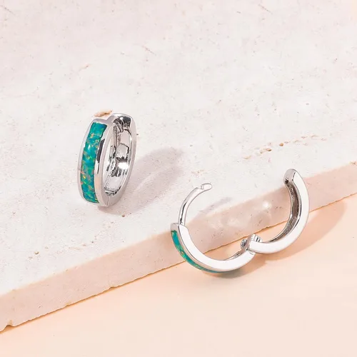 Miniatura 52 de CiNily Aretes Huggie de ópalo con bisagras, chapados en oro, hipoalergénicos, pequeños aretes de aro para mujeres, adolescentes, niñas, hombres