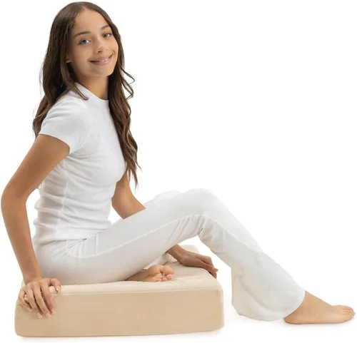 Miniatura 8 de Milliard Almohada de piso de espuma viscoelástica, cojín cuadrado decorativo de 22 pulgadas con funda acanalada de terciopelo suave lavable